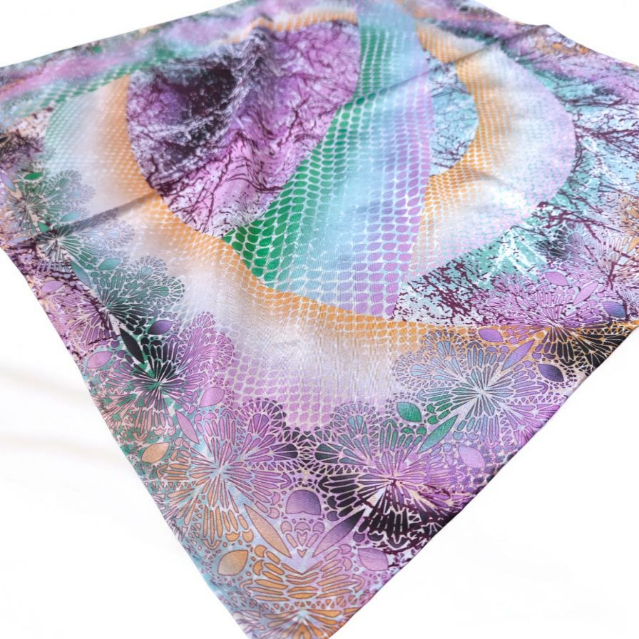 Batikli Vual İpek Fular&Bandana&Mendil 50x50 cm