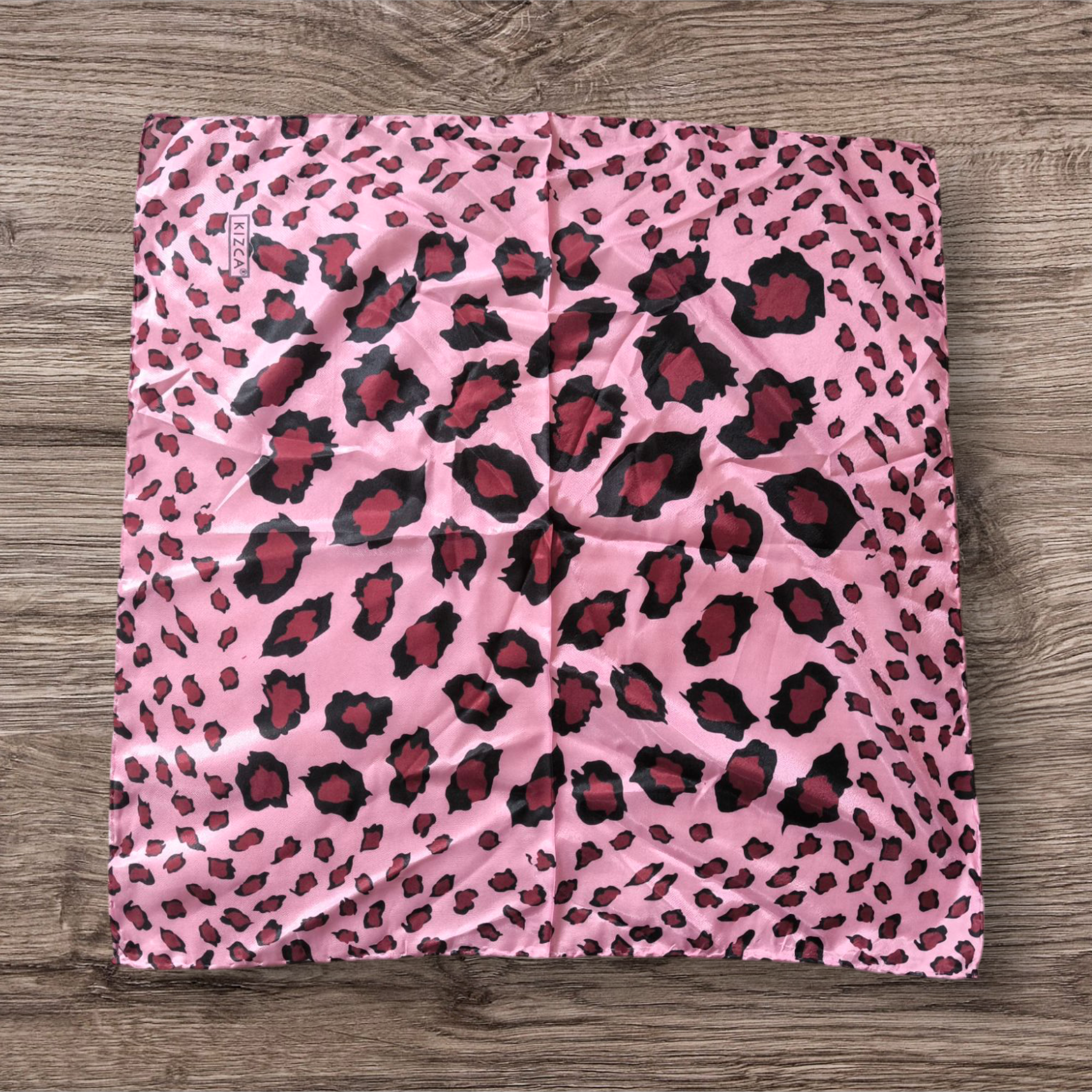 Leopar Desenli Vual İpek Bandana&Fular&Mendil 50x50 cm - Görsel 2