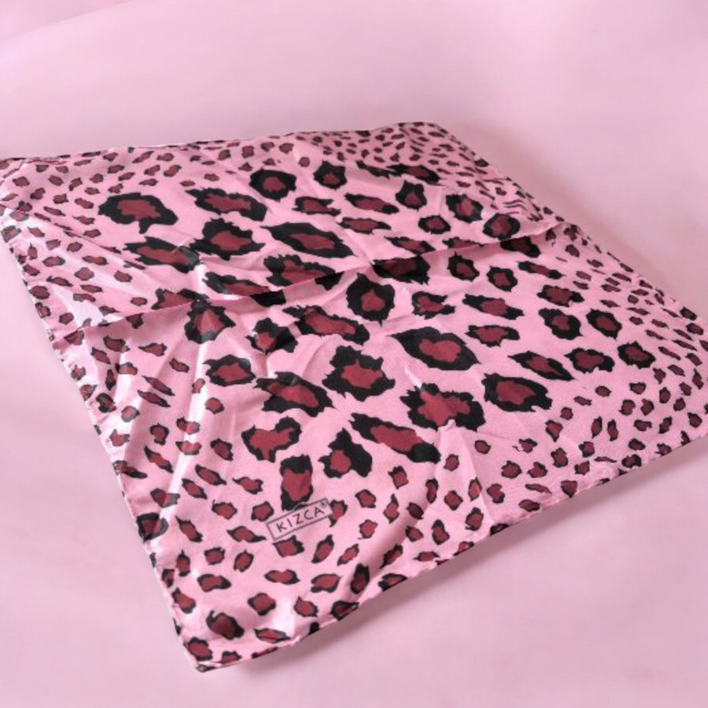 Leopar Desenli Vual İpek Bandana&Fular&Mendil 50x50 cm